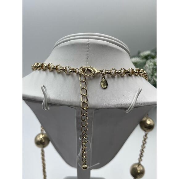 Chicos Maye Long Necklace Goldtone Metal Large Hammered Balls on
Chain 40" - Picture 8 of 14